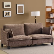 Ktaxon 84" Sofa, Linen Fabric Deep Seat Couch with Lumbar Pillows, Oversized Loveseat for Small Spaces, Living Room Brown