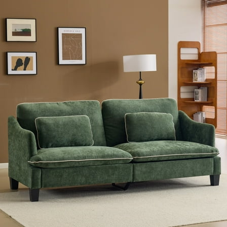 Ktaxon 84" Sofa, Linen Fabric Deep Seat Couch with Lumbar Pillows, Oversized Loveseat for Small Spaces, Living Room Green