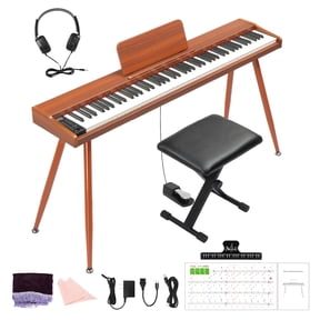Ktaxon 88-Key Digital Piano Keyboard with Bluetooth MIDI, 128 Tones & Rhythms, LED Display, Headphone Jack, Sustain Pedal