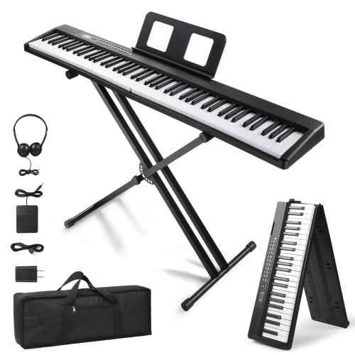 鍵盤楽器 Organ piano with stand Ktaxon 88 Key Portable Folding Keyboard Piano, Semi-Weighted