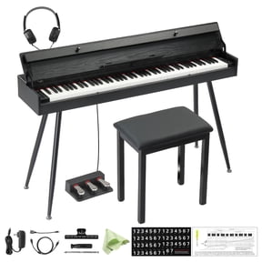 Ktaxon 88 Key Semi-Weighted Digital Piano with Piano Bench, 3-Pedal Unit, Flip-Top Cover Electric Keyboard, MIDI, for Beginners & Practice
