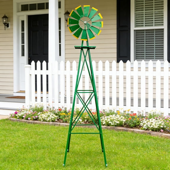 Ktaxon 8FT Weather Resistant Yard Garden Windmill Green