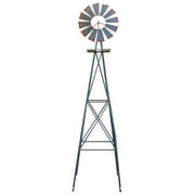Ktaxon 8Ft Garden Decoration Windmill Weather Vane Heavy Duty Metal Wind Mill Grey