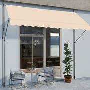 Ktaxon 9.8 x 3.9 Ft Retractable Patio Awning, Adjustable Polyester UV50 Sun Shade Shelter, Water-Resistant and No Drilling Required Awning Canopy for Deck, Balcony - Khachi