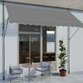 thumbnail image 1 of Ktaxon 9.8 x 3.9 Ft Retractable Patio Awning, Adjustable Polyester UV50 Sun Shade Shelter,  Water-Resistant and No Drilling Required Awning Canopy  for Deck, Balcony - Gray, 1 of 11