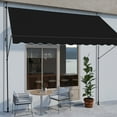thumbnail image 1 of Ktaxon 9.8 x 4.9 Ft Retractable Patio Awning, Adjustable Polyester UV50 Sun Shade Shelter,  Water-Resistant and No Drilling Required Awning Canopy  for Deck, Balcony - Black, 1 of 10