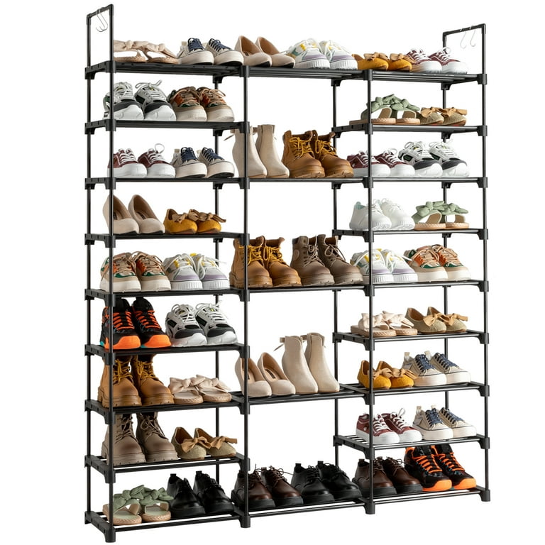 Shoe Rack Organizer for Entryway Closet, 9 Tiers Metal Shoe Storage Shelf  for 50-55 Pairs Shoe and Boots, Space Saving Large Shoe Cabinet for Bedroom