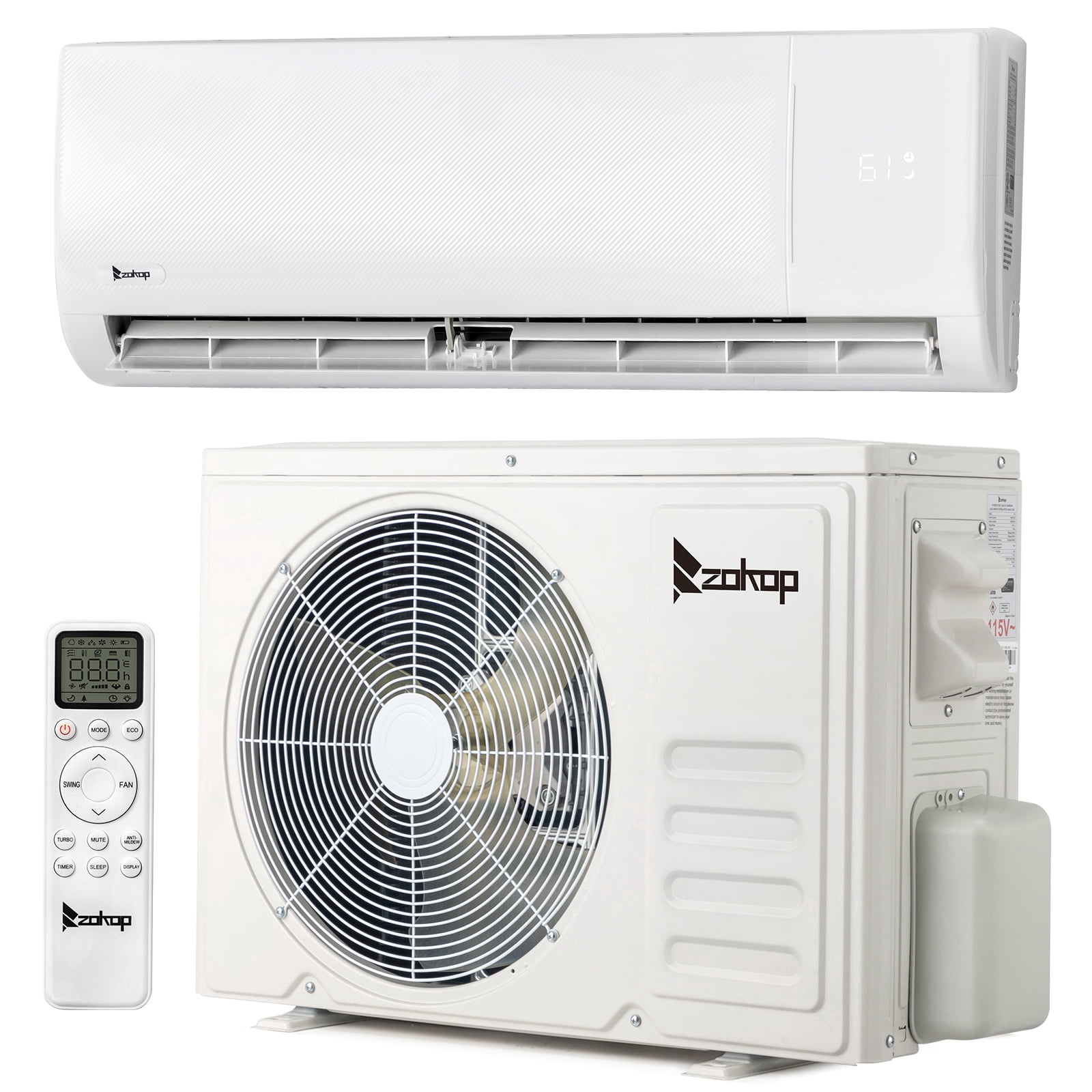 Wall Split Unit Ktaxon 9000BTU/19SEER2 Split Air Conditioner With Cooling/Heating ...