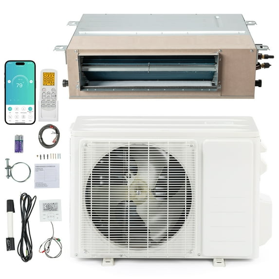 Ktaxon 9500 BTU Smart WIFI Ducted Mini Split AC/Heating System with ...