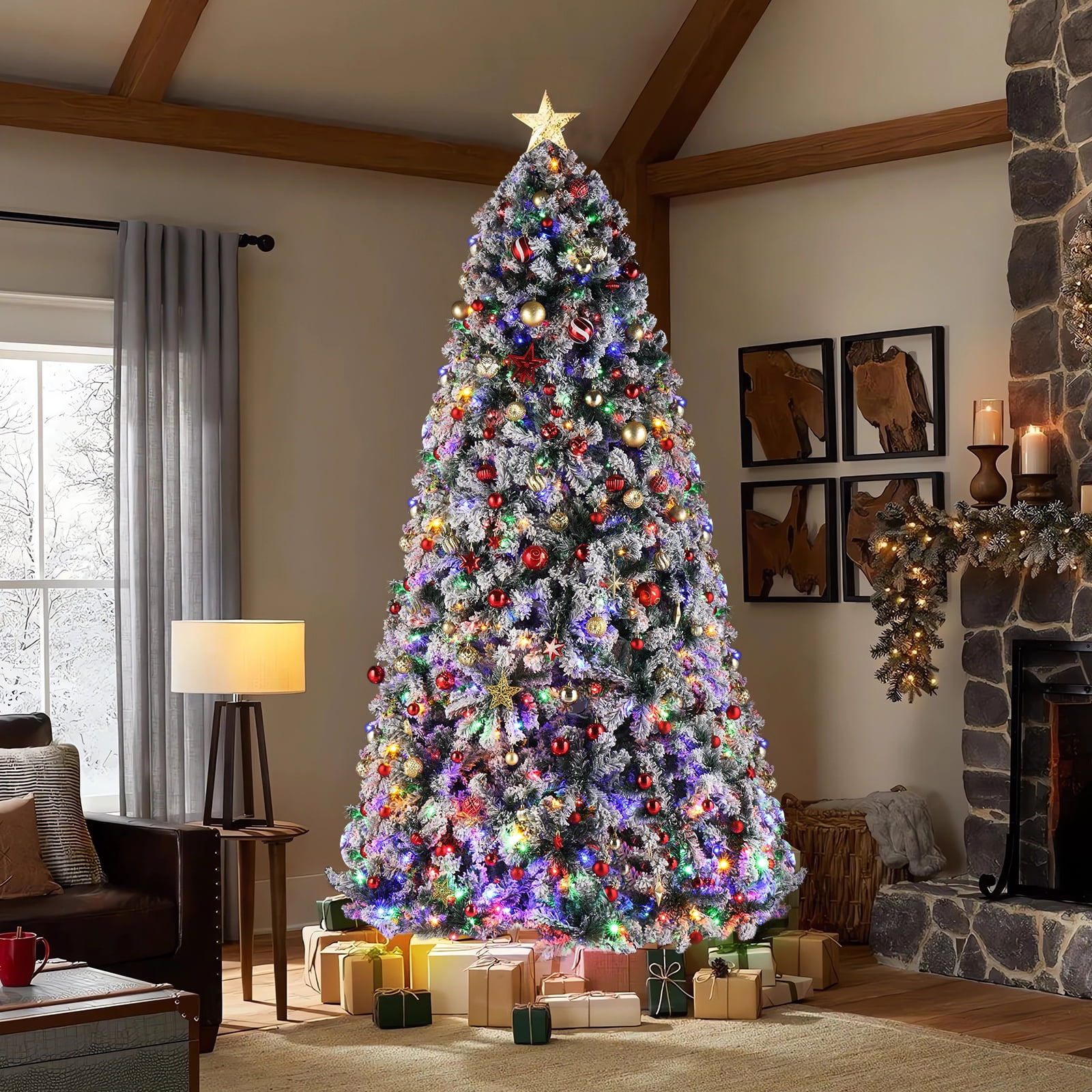 Ktaxon 9ft Pre-lit Artificial Christmas Tree with Remote Control