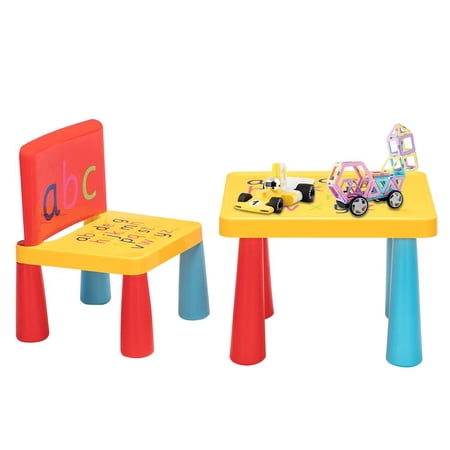 Ktaxon ABC Alphabet Childrens Plastic Table and Chair Set - Kids Toddlers Childs