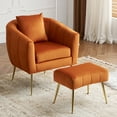 thumbnail image 1 of Ktaxon Accent Arm Chair with Ottoman Stool, Velvet Upholstered Club Chair with Lumber Pillow and Footrest Pumpkin Shape Sofa Orange, 1 of 9