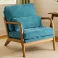 thumbnail image 1 of Ktaxon Accent Chair Chenille Upholstered Armchair, Reading Club Chair with Pillow and Solid Wood Frame for Living Room Bedroom Furniture Blue-Green, 1 of 10
