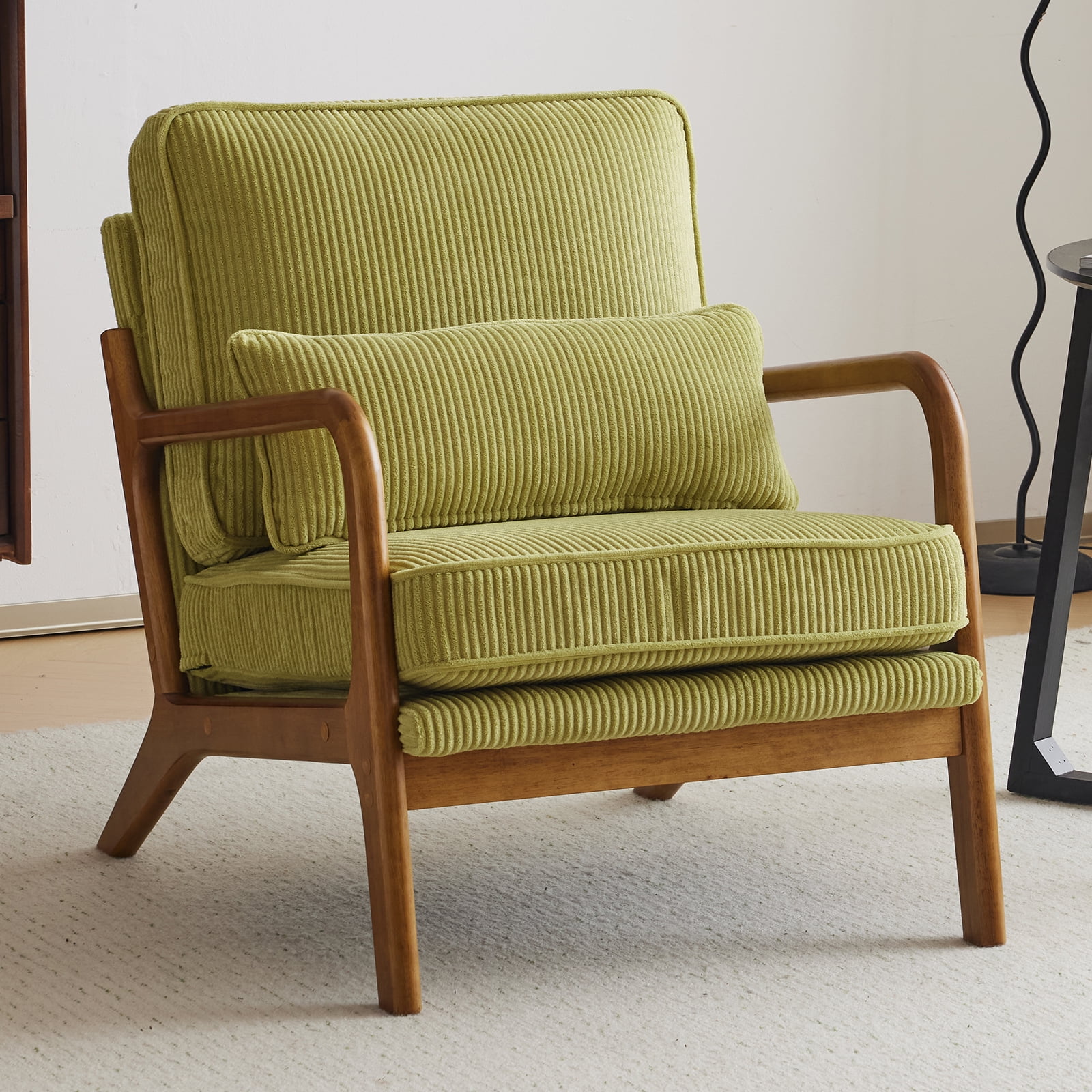 Ktaxon Accent Chair Corduroy Upholstered Armchair Olive Green