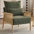 thumbnail image 1 of Ktaxon Accent Chair, Solid Wood and Jute Rope Armrests Armchair, Single sofa with Lumbar Pillow for Living Room Bedroom Office Dark Green, 1 of 10