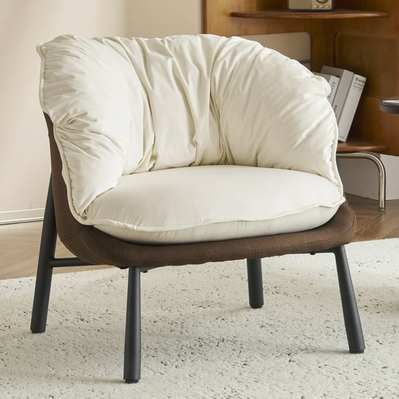 Ktaxon Accent Chair Upholstered Armchair, Reading Club Nest Chair for Living Room Bedroom Furniture Beige