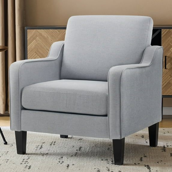 Ktaxon Accent Chair with Thick Cushion, Mid-Century Modern Single Sofa Linen Fabric Armchair for Living Room, Bedroom Gray