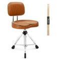 thumbnail image 1 of Ktaxon Adjustable Drum Throne Stool with Backrest, 360° Rotating, Heart-Shaped Cushion, Brown, 1 of 12