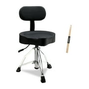 Ktaxon Adjustable Drum Throne with Backrest, 360  Rotating Hydraulic Seat, Thick Cushion for Home, Classroom, and Concert Use, Black