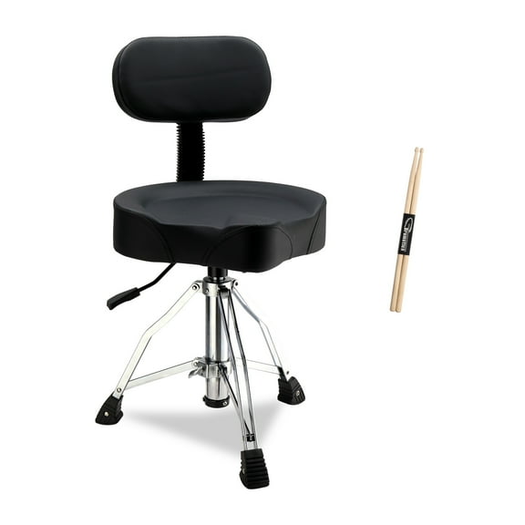 Ktaxon Adjustable Drum Throne with Backrest, 360° Rotating Hydraulic Seat, Thick Cushion for Home, Classroom, and Concert Use, Black
