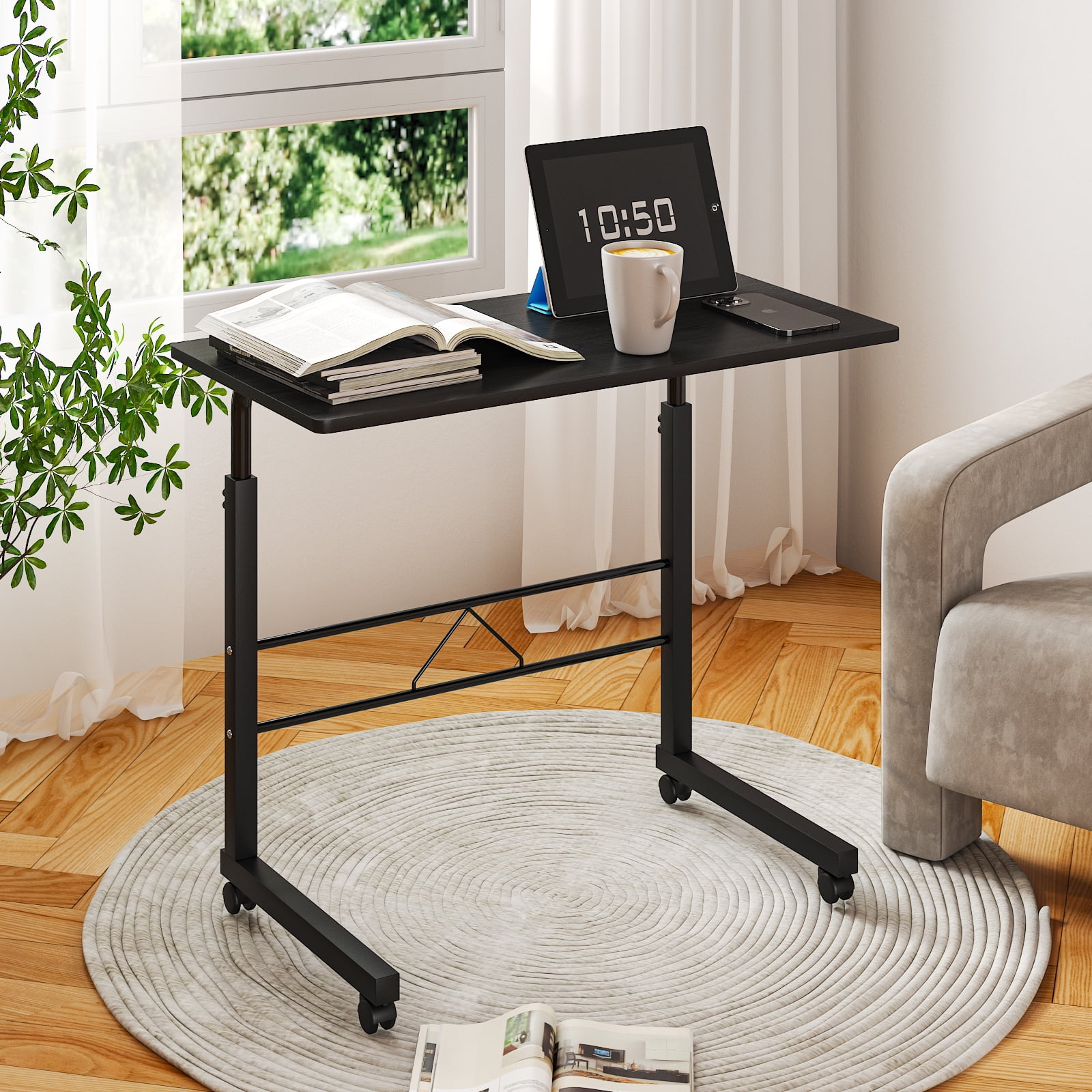 Ktaxon Adjustable Laptop Table Stand Computer Desk Sofa Side Bed Tray Rolling Black