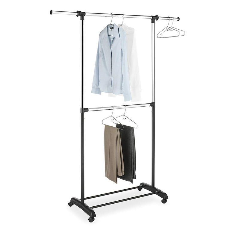 Ktaxon Adjustable Rolling Garment Rack Single Hanging Bar Clothes Hanger