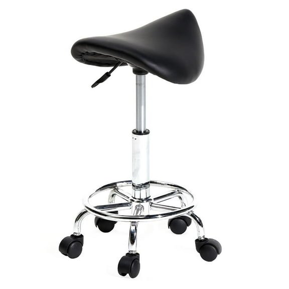 Ktaxon Adjustable Rolling Round Swivel Saddle Stool Spa Beauty Seat, Leather & Sponge, Black