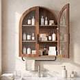 thumbnail image 1 of Ktaxon Arched Bathroom Medicine Cabinet, Wall Mounted Storage with Glass Doors, Towel Bar & Adjustable Shelf, for Bathroom, Entryway and Kitchen, Walnut, 1 of 17