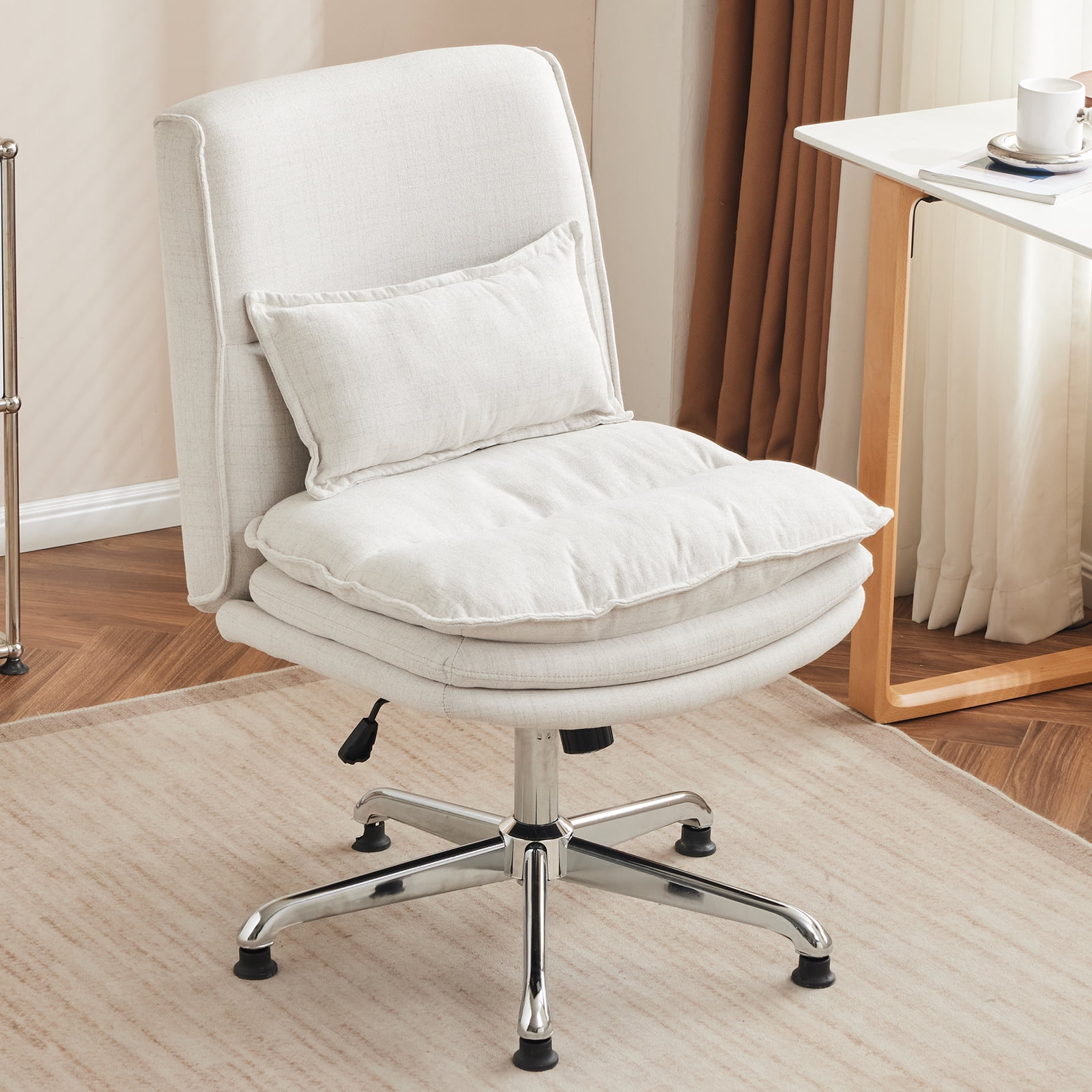 Ktaxon Armless Office Chair Linen Fabric Study Chair Adjustable Swivel