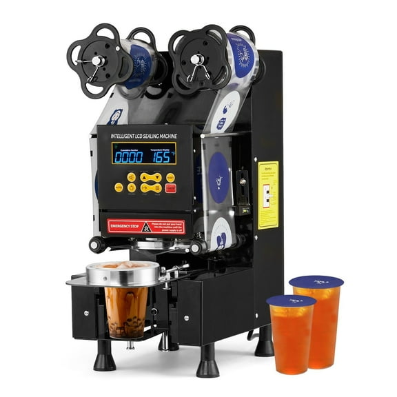 Ktaxon Automatic Cup Sealer Machine, 500-650 Cups/H, LCD Display, for 88-95mm Cups, Black