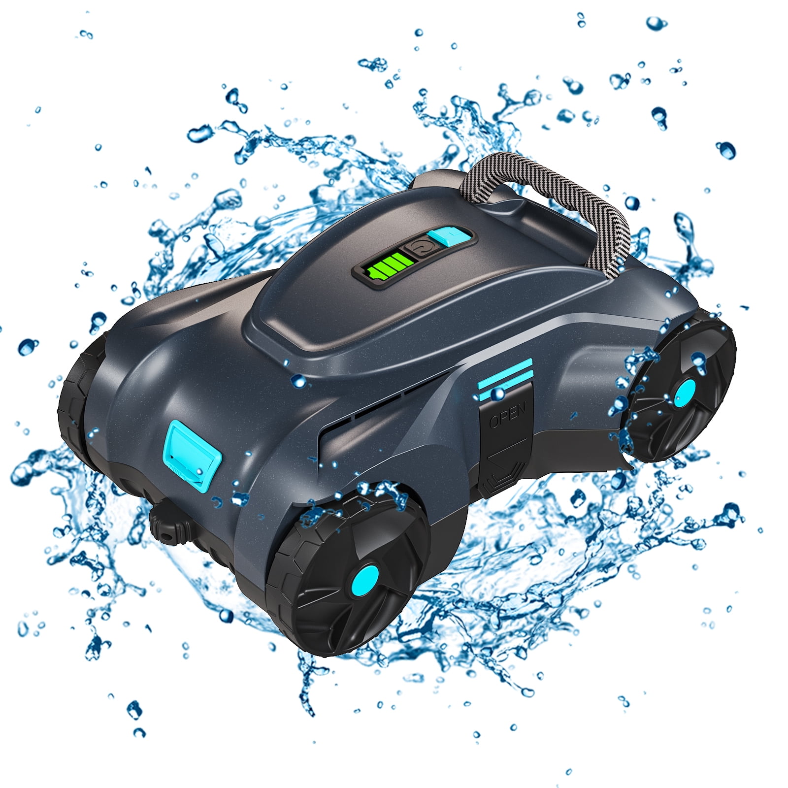 Ktaxon Cordless Robotic Pool Cleaner, Automatic Pool Vacuum 100mins Running Time, 2H Fast Charging, LED Indicator, Ideal for Flat Above Pools up to 1,076 Sq.ft