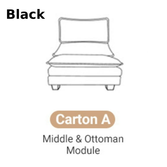 Ktaxon BOX A for Sectional Sofa --- One Seat and Ottoman (No Arms) Black