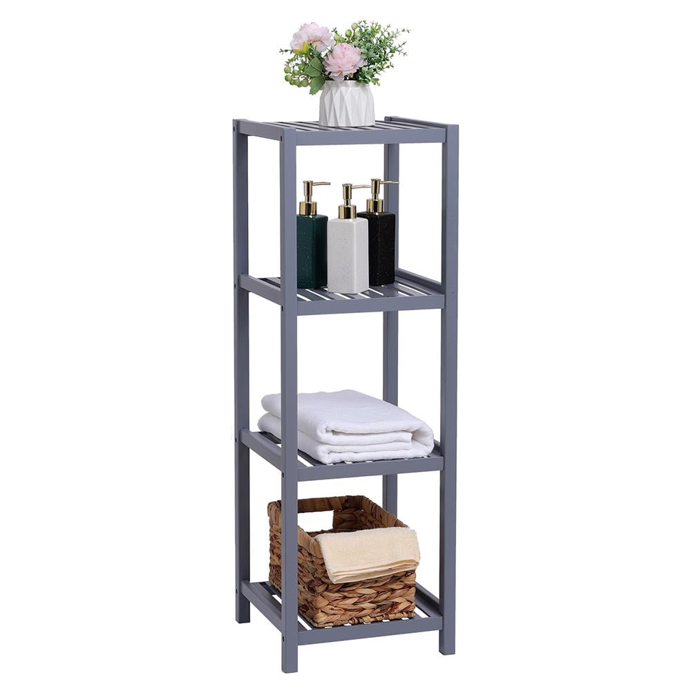 Ktaxon Bamboo Bathroom Shelf Stand Rack 4Tier Gray