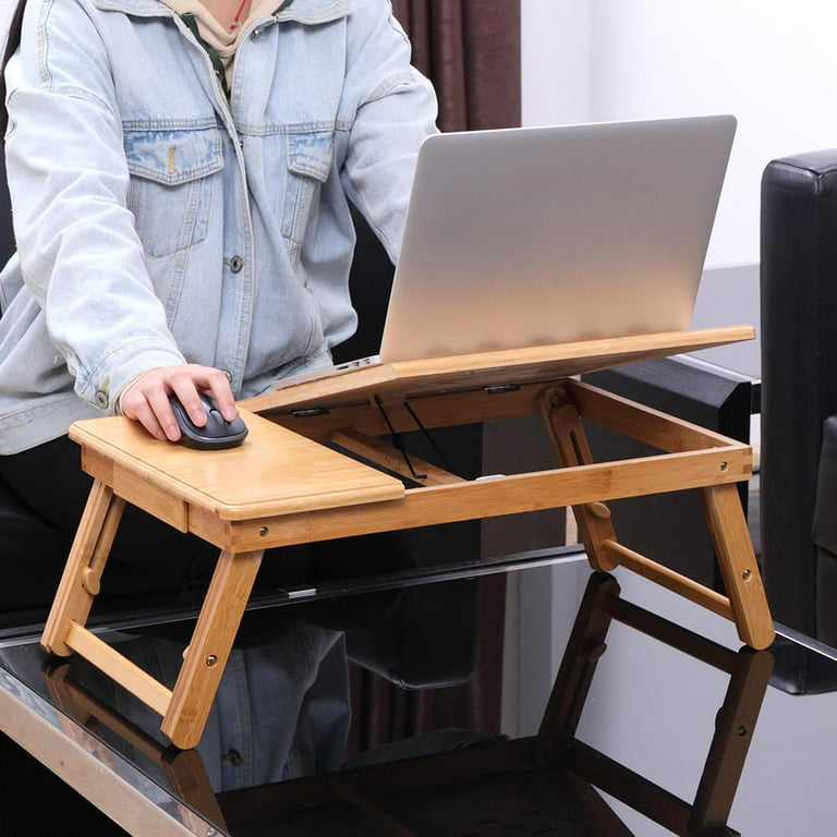 Ktaxon Portable Laptop Desk Folding Foldable Lap Tray Bed Adjustable Table  Stand Bamboo 