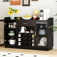 thumbnail image 1 of Modern Sideboard Buffet with Wine Racks & Storage, 55 " Extra Large Bar Cabinet Buffet with Glass Doors and Shelves for Dining Room, Black, 1 of 7