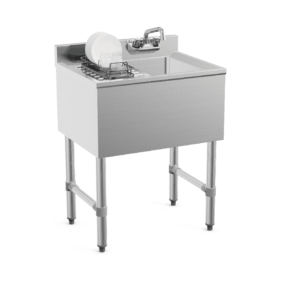 Ktaxon Under Bar Sink with Left Drainboard, NSF Commercial, 1 Compartment 304 Stainless Steel Bar Sink, Prep Freestanding Large Sink for Restaurant, Garage, 24"L x 18.4"W x 33"H