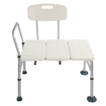 Ktaxon Bath Chair Plastic Tub Transfer Bench with Adjustable Backrest White