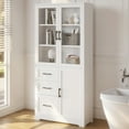 thumbnail image 1 of Ktaxon Bathroom Cabinet Tall, Storage Cabinet, Floor White Wooden Kitchen Cupboard with 3 Doors, 3 Drawers & Adjustable Shelf, White, 1 of 10
