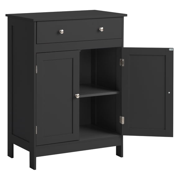 Ktaxon Bathroom Floor Cabinet, Freestanding Storage Cupboard w/ Drawer and 2 Doors, Black