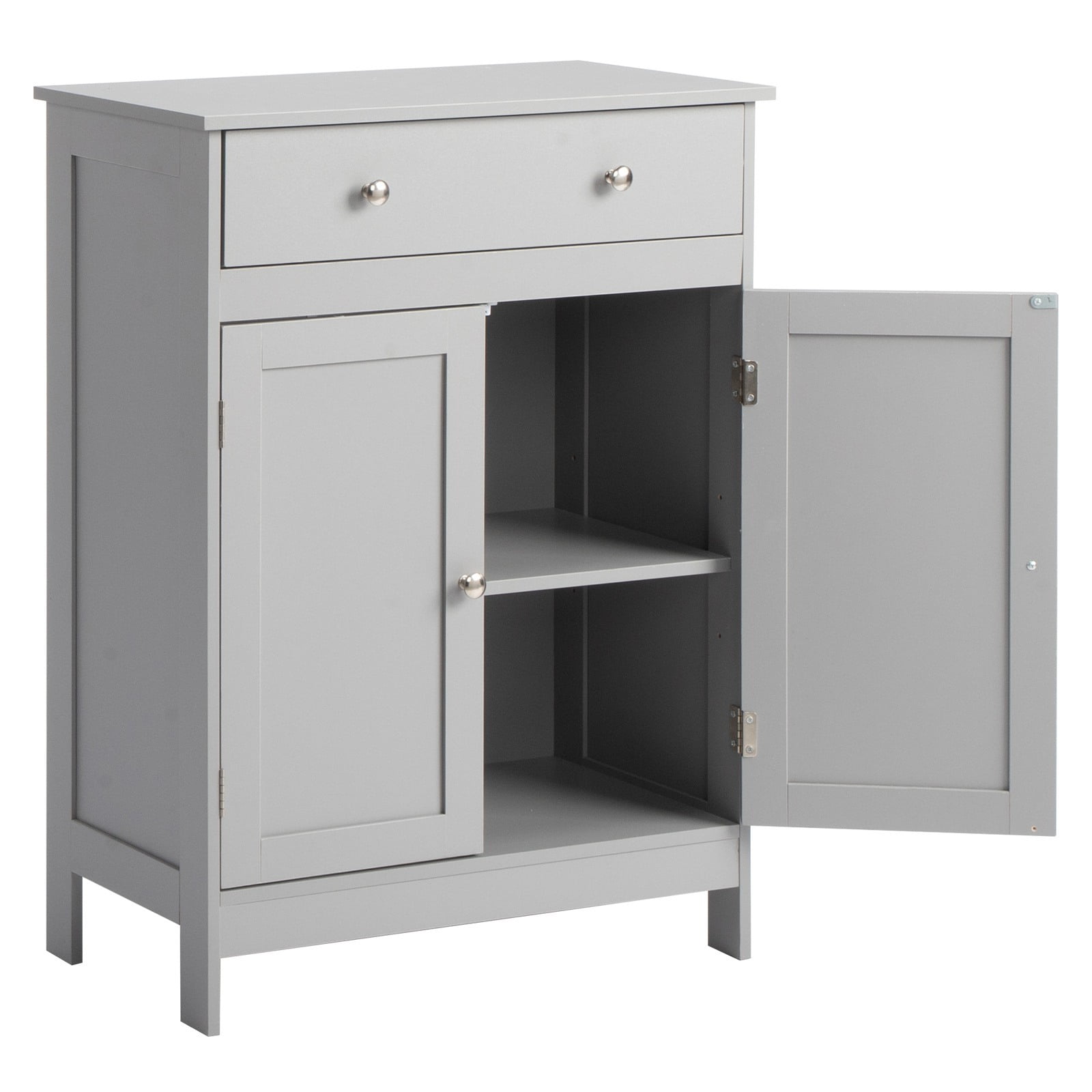 Ktaxon Bathroom Floor Cabinet, Freestanding Storage Cupboard w/ Drawer and 2 Doors, MDF Gray