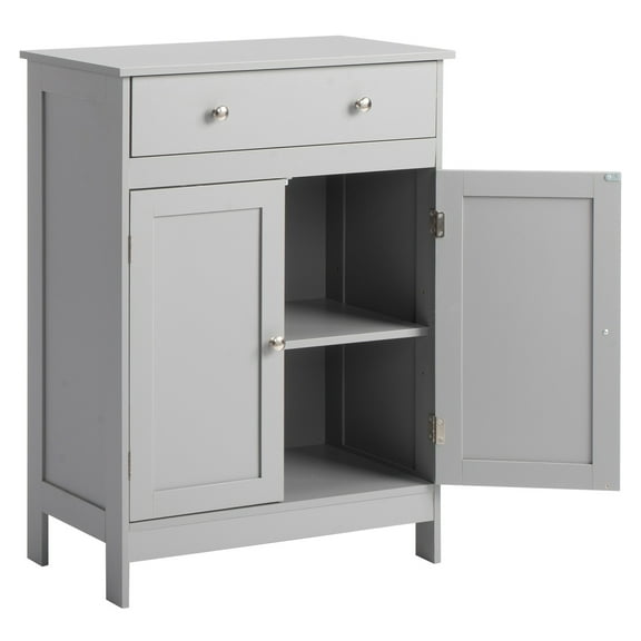 Ktaxon Bathroom Floor Cabinet, Freestanding Storage Cupboard w/ Drawer and 2 Doors, MDF Gray