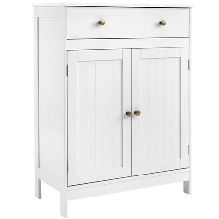 Ktaxon Bathroom Floor Cabinet, Freestanding Storage Cupboard w/ Drawer and 2 Doors, MDF White