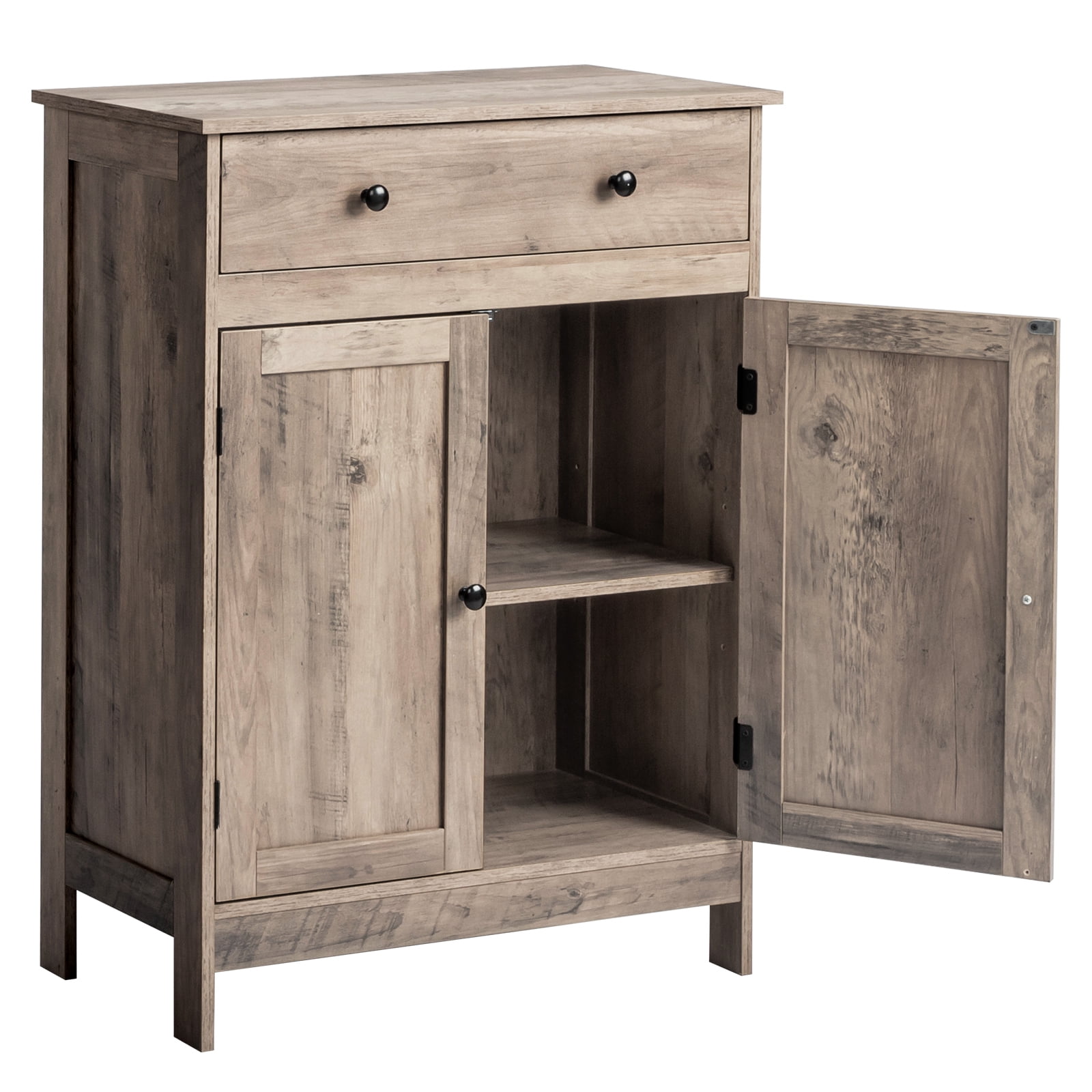 Ktaxon Bathroom Floor Cabinet, Freestanding Storage Cupboard w/ Drawer and 2 Doors, Washed Gray - Walmart.com