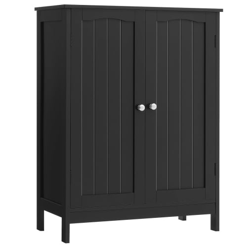 Ktaxon Bathroom Floor Cabinet Storage with 2 Doors and Adjustable Shelves, Black