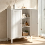 Ktaxon Bathroom Floor Cabinet Storage with 2 Doors and Adjustable Shelves, White Finish