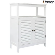 Ktaxon Bathroom Floor Cabinet Wooden Storage Organizer Cupboard with Double Shutter Door and Adjustable Shelf White