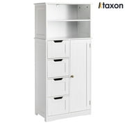 Ktaxon Bathroom Floor Cabinet with 4 Drawers 1 Cupboard & 2 Adjustable Shelves for Kitchen Living Room, White