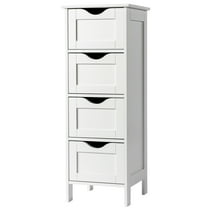 Ktaxon Bathroom Floor Storage Cabinet with 4 Drawers, Small Cabinet for Bedroom Kitchen, MDF White