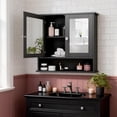 thumbnail image 1 of Ktaxon Bathroom Medicine Cabinet, Wall Storage Cabinet with 2 Mirror Doors and Shelves, Black, 1 of 9