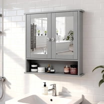 Ktaxon Bathroom Medicine Cabinet, Wall Storage Cabinet with 2 Mirror Doors and Shelves, Gray